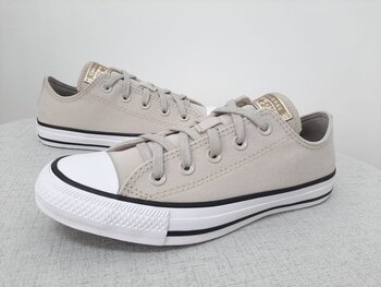TÊNIS CONVERSE CHUCK TAYLOR ALL STAR OX AUTHENTIC GLAM BEGE CLARO